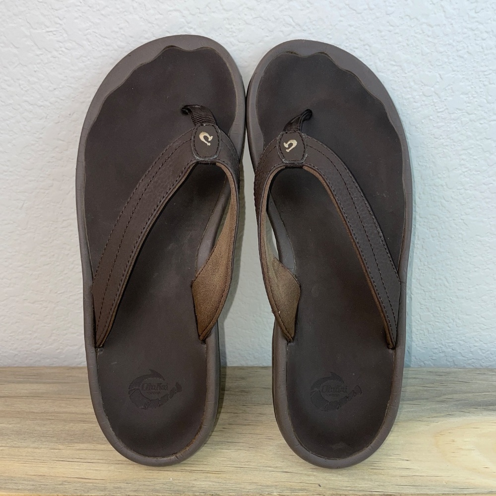 OluKai 'Ohana Sandals Brown Women Water Resistant Travel Resort Size 8